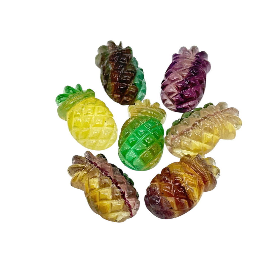 Juicy Fluorite Pineapple Shape Gemstone, Carved Fluorite Pineapple Shape Stone, Ananas Carving Beads, Fruit Shape Hand Made Stones, 24 MM