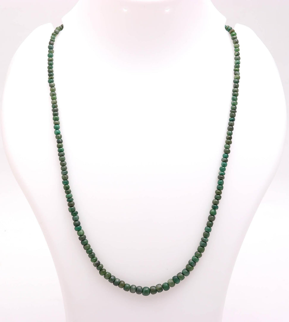 Beryl Emerald Beads Necklace, Green Emerald Beaded Gemstone Necklace, Sterling Silver Handmade Jewelry, Dyed Emerald Jewelry, Gift for Women