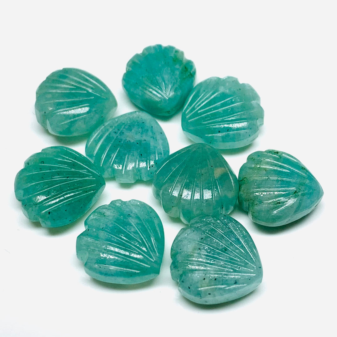 AAA+ Quality Amazonite Shell Shape Beads, 12 MM Carved Shell Shape Gemstone, Sea Shell Charms For Jewelry Making, For DIY Craft
