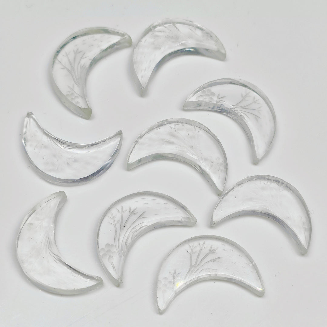 1,2,3,4 Pcs Natural crystal quartz Hand Carved moon Shape, Carved moon Shape Gemstone For Jewellery,moon Shape Gemstone, 17mm