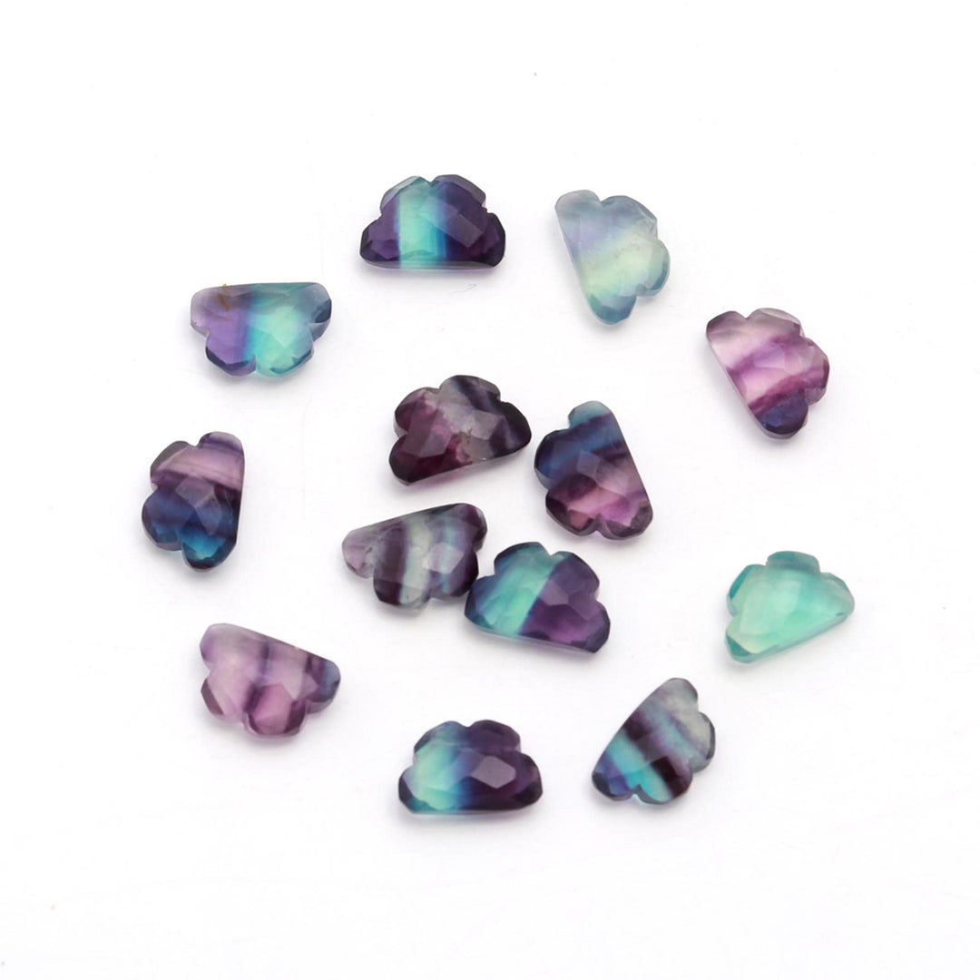 AAA Rainbow Fluorite Clouds Shape Beads, Multi Fluorite Faceted Cloud Beads, Carved Cloud Gemstone Charms, 12 MM, Loose Carved Briolettes