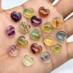 Load image into Gallery viewer, Natural Rainbow Fluorite Heart Shape Briolette's, AAA Fluorite Smooth Heart Shape Beads, AAA Hand Carved Charm for Jewelry Making 12 MM