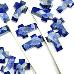 Load image into Gallery viewer, Lapis Lazuli Cross Shape Gemstone Beads, Faceted Cross Carving Beads, Healing Gemstone Beads, Holy Cross Loose Beads, Power Beads 15X10 MM