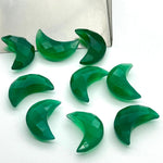Load image into Gallery viewer, 2,3,4,5,Pcs  Natural Green Onyx faceted Hand Carved Moon Shape Briolettes, Carved Moon Shape Gemstone For Jewelry, faceted Moon Shape 17mm