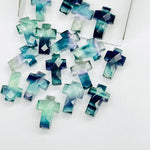 Load image into Gallery viewer, Multi Fluorite Cross Shape Beads ~ Healing &amp; Protection Gemstone Beads ~ Faceted Multi Fluorite Beads ~ 15 MM Fluorite Cross Charm Beads