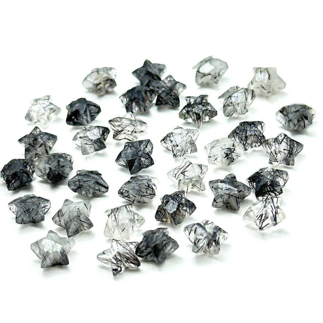 Super Cute Natural Black Rutile Star, Faceted Stars Shape Beads, Jewelry Making Loose Gemstone, Faceted Hand Carved Gemstone, 8 mm