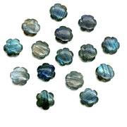 Natural Labradorite Carved Flower Shape Beads, Flashy Labradorite Smooth Flower Shape Briolettes, Jewelry Making Gemstone Flower Chams 10 MM
