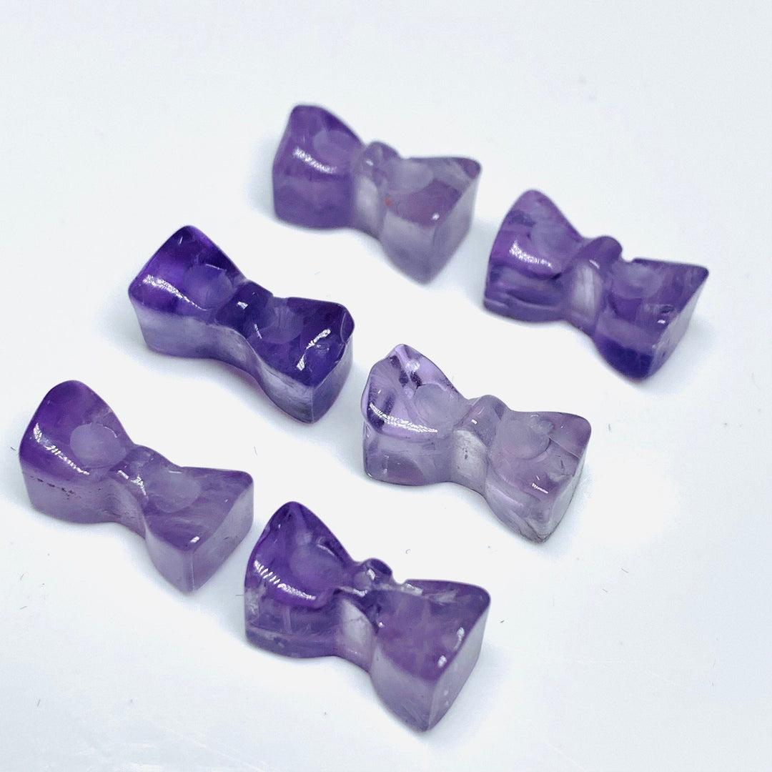 2,3,4,5 Pcs Natural Pink Amethyst Hand Carved Bow Shape, Bow Shape Gemstone For Jewellery, Bow Shape Gemstone, 12X6 mm