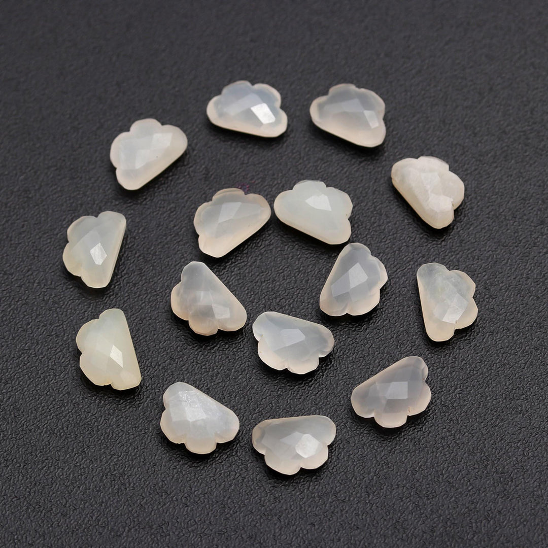 Natural White Moonstone Clouds Shape Beads, AAA Moonstone Faceted Cloud Shape Beads, Carved Cloud Charms, 12 MM, Loose Carved Briolettes