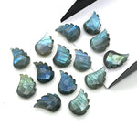 Load image into Gallery viewer, Natural Labradorite Leaf Shape Beads, Hand Carved Labradorite Leaf Shape Briolette's, Faceted Fancy Carvings for Jewelry Making, 11X15 MM
