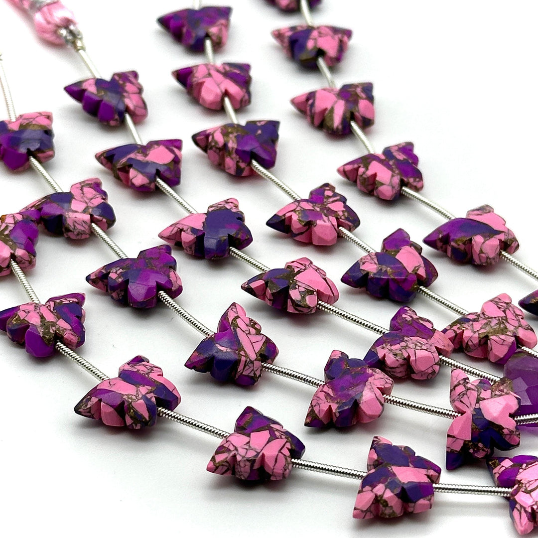 Pink, Purple Mohave Turquoise Butterfly Beads, AAA Turquoise Faceted Butterfly Gemstone Briolette's, Butterfly Charms For Jewelry 14x10 MM