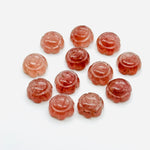 Load image into Gallery viewer, 2,3,4,5 pcs 100% Natural pink strawberry Carved Gemstone, Loose Gemstone, sunflower Shape Gemstone Jewlery, Carved Gemstone 12 mm