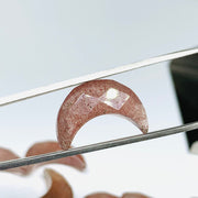 2,3,4,5 Pcs Natural Pink Strawberry Hand Carved Moon Shape Briolettes, Carved Moon Shape Gemstone For Jewellery, Moon Shape Briolettes 17 mm