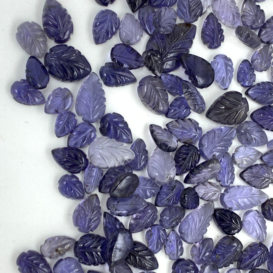 10,20,50 pcs AAA+ Quality 100% Natural Iolite Leaf Shape Carved Loose Gemstone For Jewellery, Iolite Leaf Shape Carving 4.5X6 12X8mm