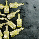 Load image into Gallery viewer, Natural Lemon Quartz Guitar Shape Beads, Tiny Lemon Guitar Shape Hand Carved Gemstone, 26 MM, Miniature Guitar Gemstone, Tiny Charms