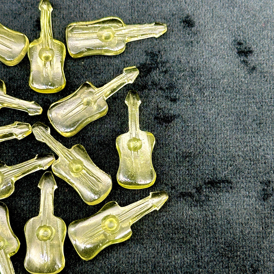 Natural Lemon Quartz Guitar Shape Beads, Tiny Lemon Guitar Shape Hand Carved Gemstone, 26 MM, Miniature Guitar Gemstone, Tiny Charms