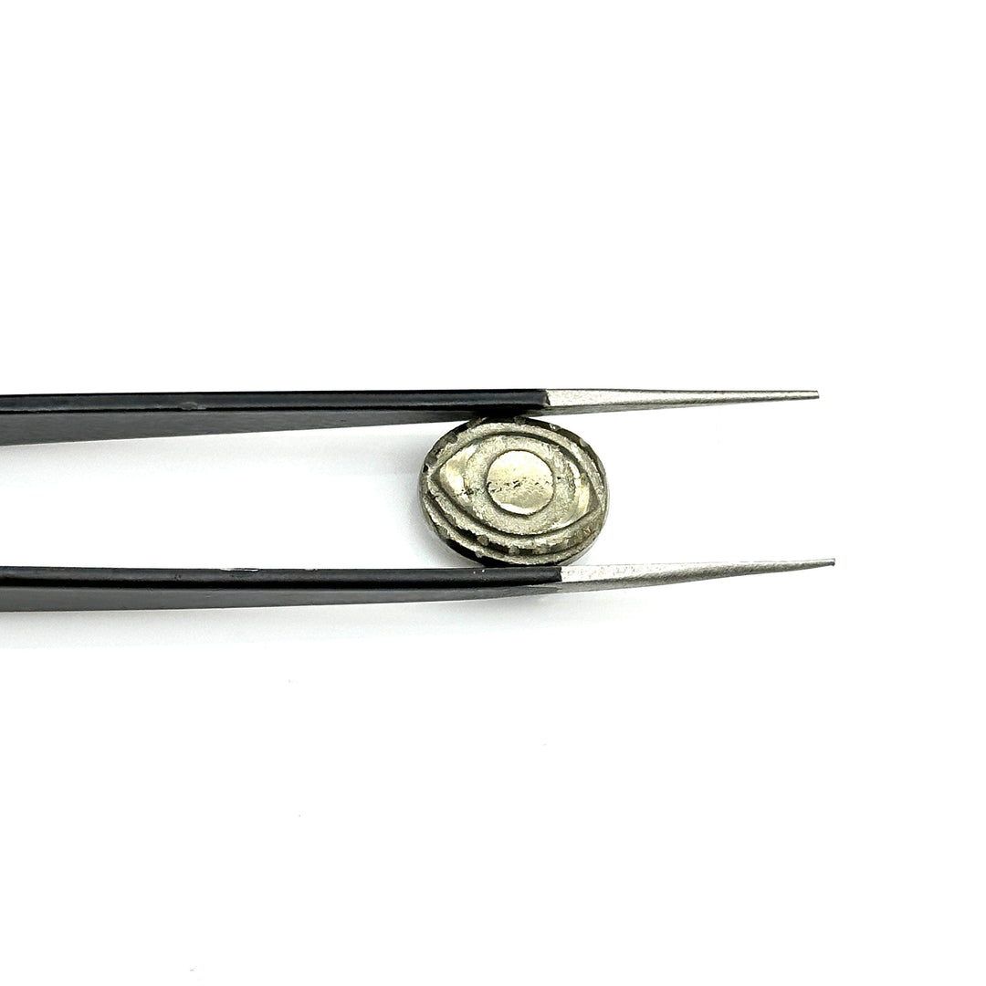 Natural Pyrite Evil Eye Beads, Hand Carved Gemstone Beads, Loose Oval Eye Beads, Pyrite Evil Eye Charm Beads, Loose Carving Beads 10X12 MM