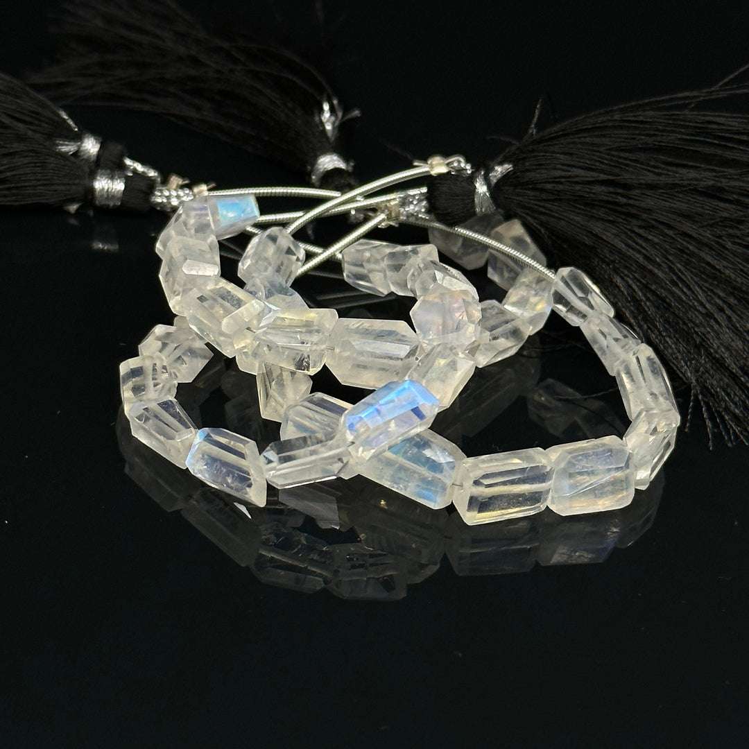 High Quality Flashy Rainbow Moonstone Tumble Shape Beads, Nugget Shape Faceted Beads, 4" Strand, Blue Fire Rainbow Moonstone Tumble Beads