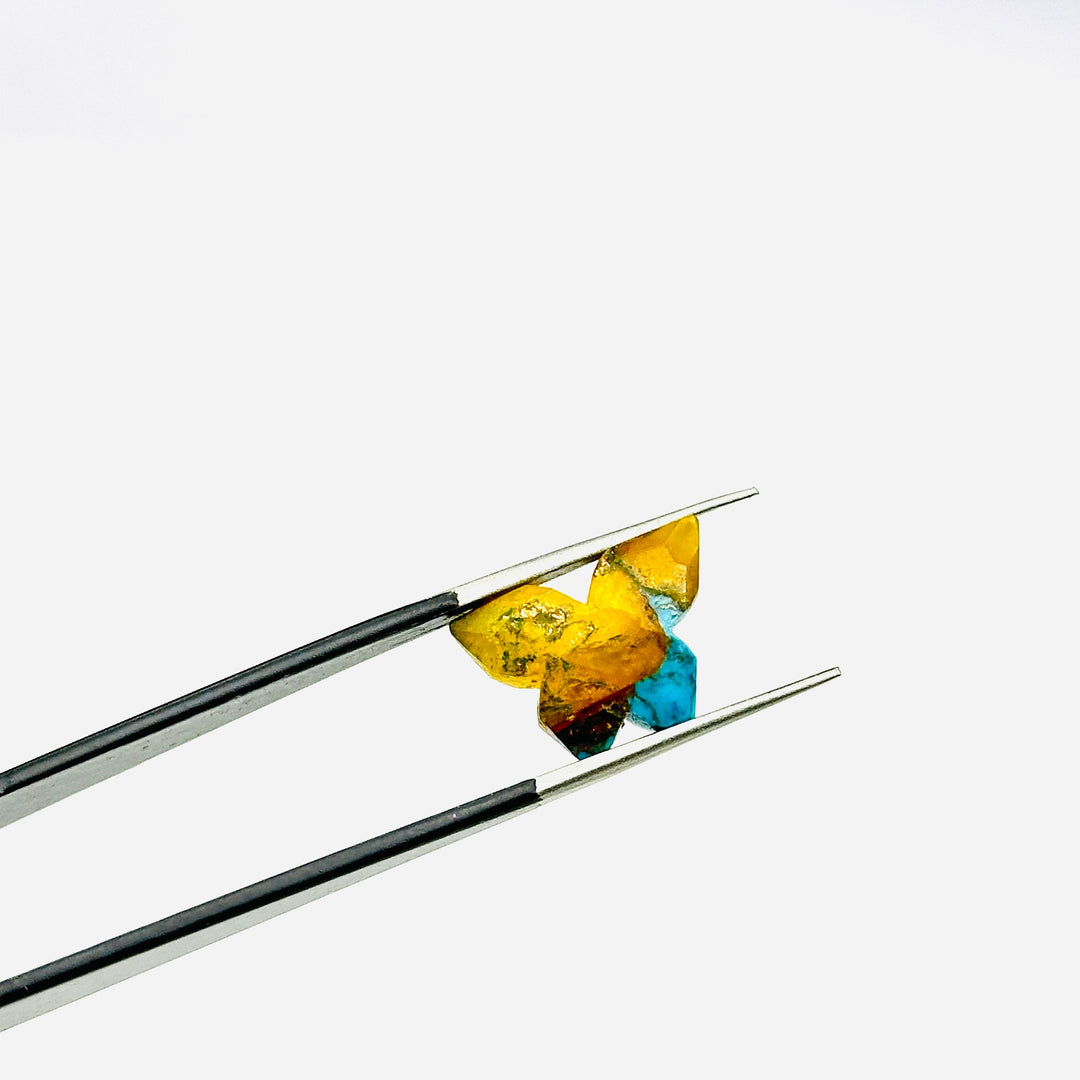 Sparkling Mohave Copper Turquoise Butterfly Shape Carving Beads, Faceted Butterfly Gemstone, Blue & Yellow Turquoise Carving Beads 14x10 MM