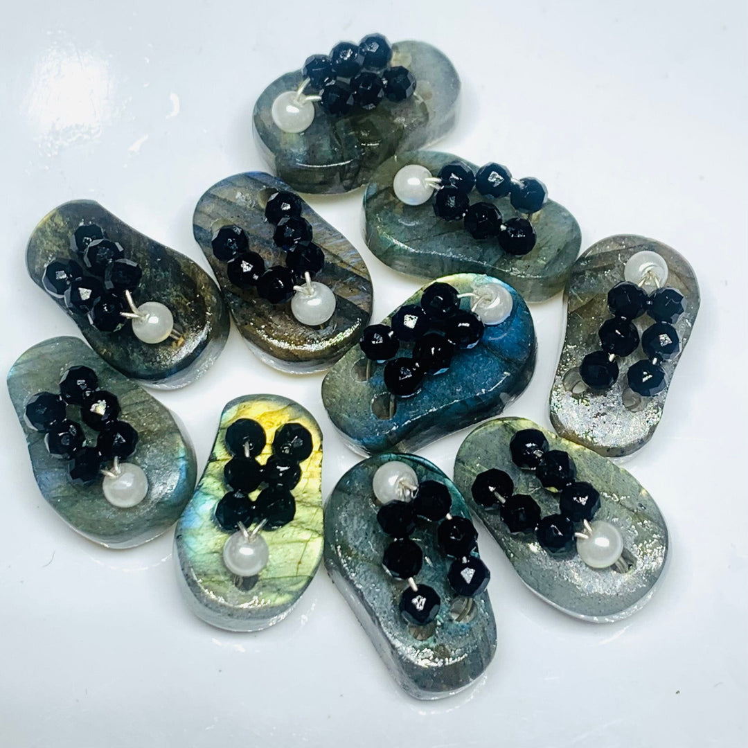 1 Pair, 100% Natural Labradorite Slipper Shape Gemstone, Carved Gemstone, Loose Gemstone, Slipper Shape Gemstone, Carved Slippers, 18X11 mm