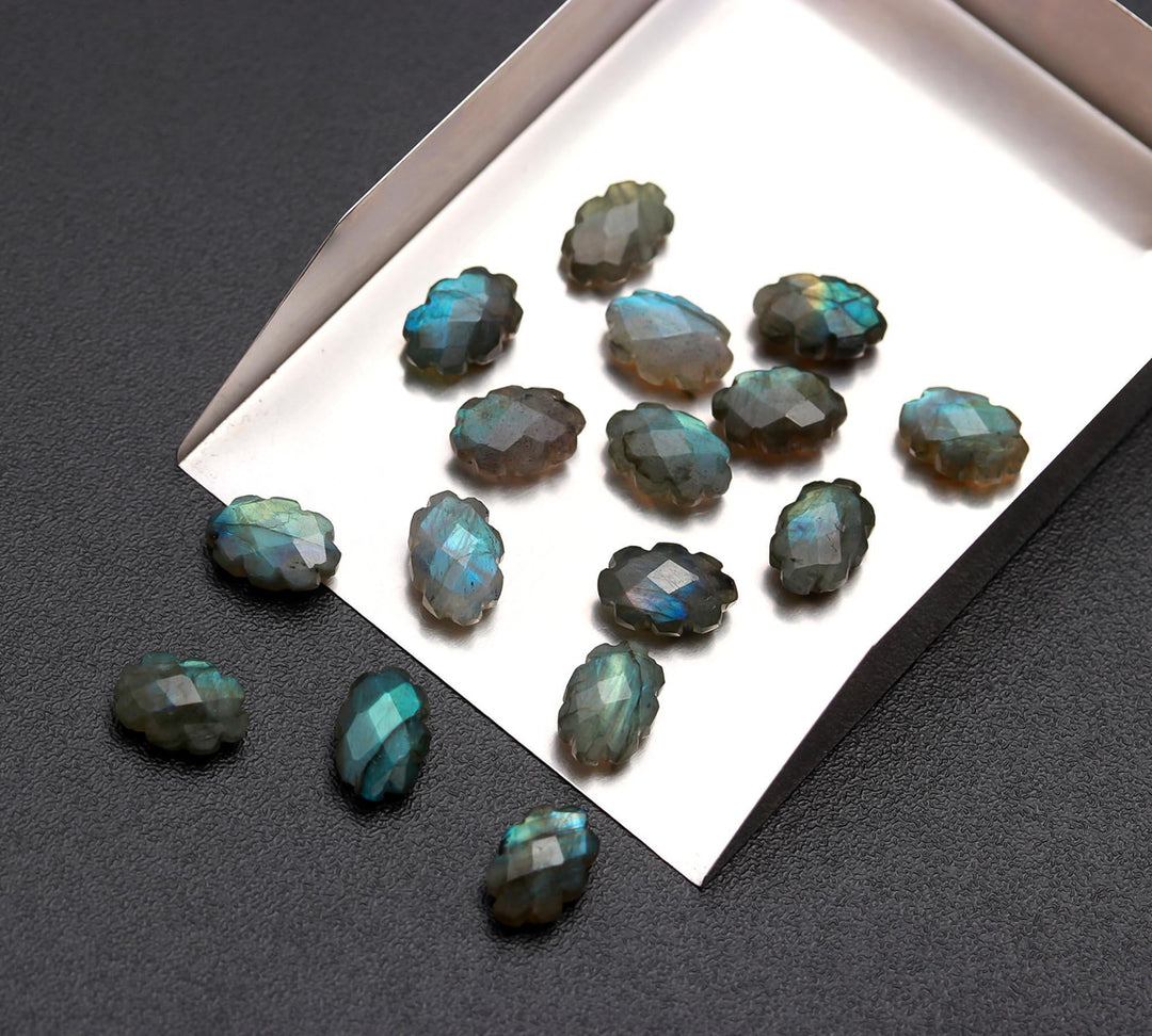 Natural Labradorite Clouds Shape Beads, Faceted Flashy Labradorite Cloud Shape Beads, Carved Cloud Shape Charms, 12 MM, Loose Briolettes