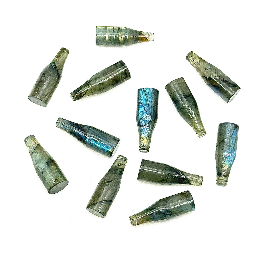 AAA+ Natural Labradorite Bottle Carving Beads, Vine Bottle Shape Carved Gemstone, Jewelry Making Charms, 7X21 MM Flashy Tiny Bottle Pendants
