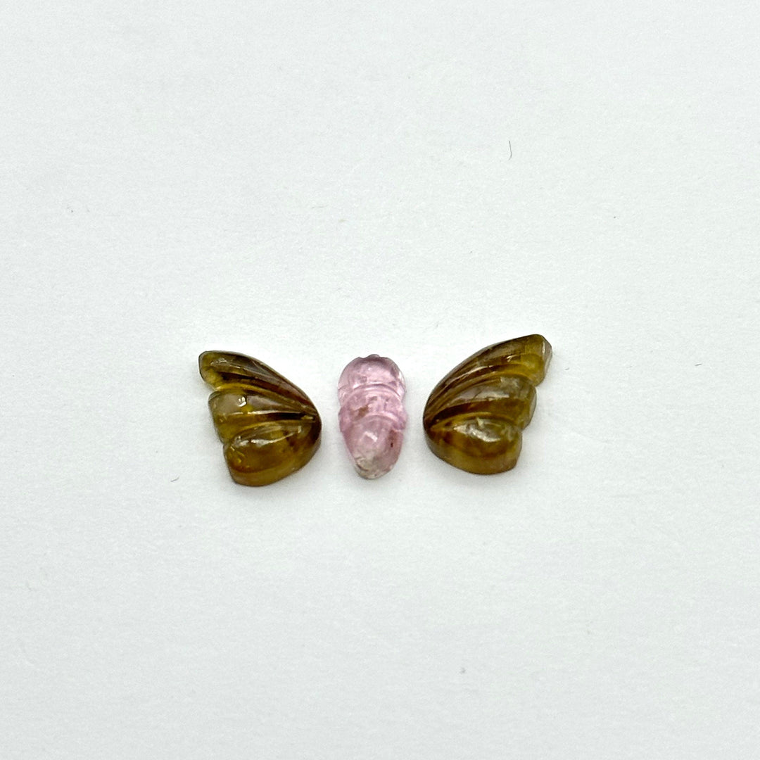 natural tourmaline Butterfly Shape Carving, Hand carved tourmaline Butterfly loose carving, carved butterfly for jewelry Making 19x9mm.