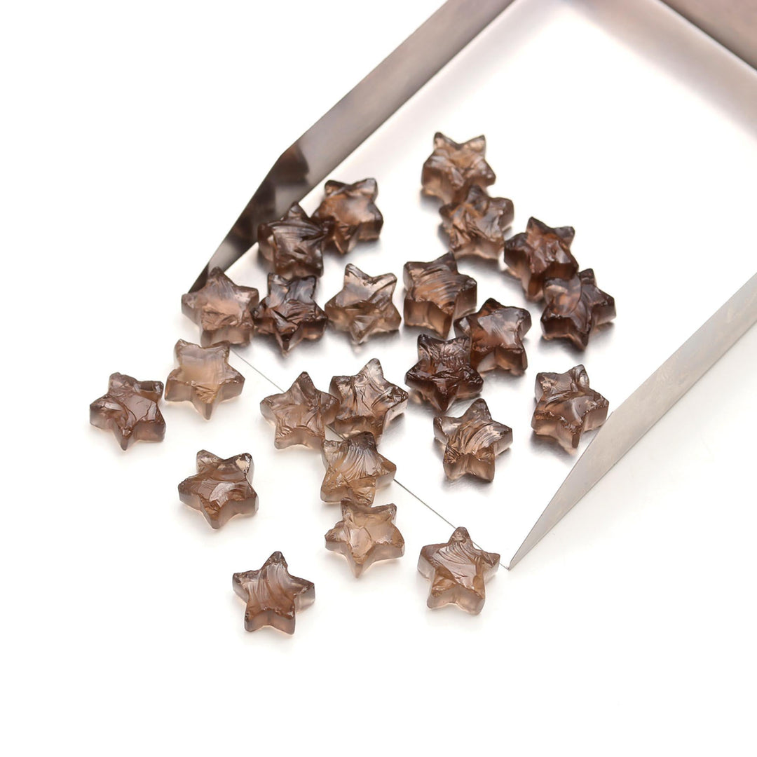 Raw Form Smokey Quartz Star Shape Beads, Brown Quartz Star Shape Gemstone For Jewlery, Loose Star Jewelry Beads 10 MM, Raw Stars Charm Beads
