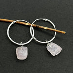 Load image into Gallery viewer, Natural Rough Rose Quartz Hoop Earings, Rose Quartz Dangle &amp; Hoop Earrings For Girls, Gemstone Earrings, Large Hoop Earrings For Gift