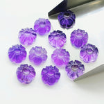Load image into Gallery viewer, 1,2,3,4,5 pcs 100% Natural Amethyst Flower Shape Carved Gemstone, Flower Shape Carving, Carved Gemstone For Jewellery 12 mm