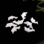 Load image into Gallery viewer, Natural White Pearl Dolphin Shape Beads, Mother of Pearl Dolphin Shape Beads, Fish Charms for Jewelry Making, 15 MM Straight Drill