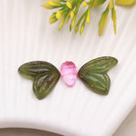 Load image into Gallery viewer, Carved Tourmaline Butterfly Stone: Green &amp; Pink Healing Crystal (15-10 MM, 3 Stones)