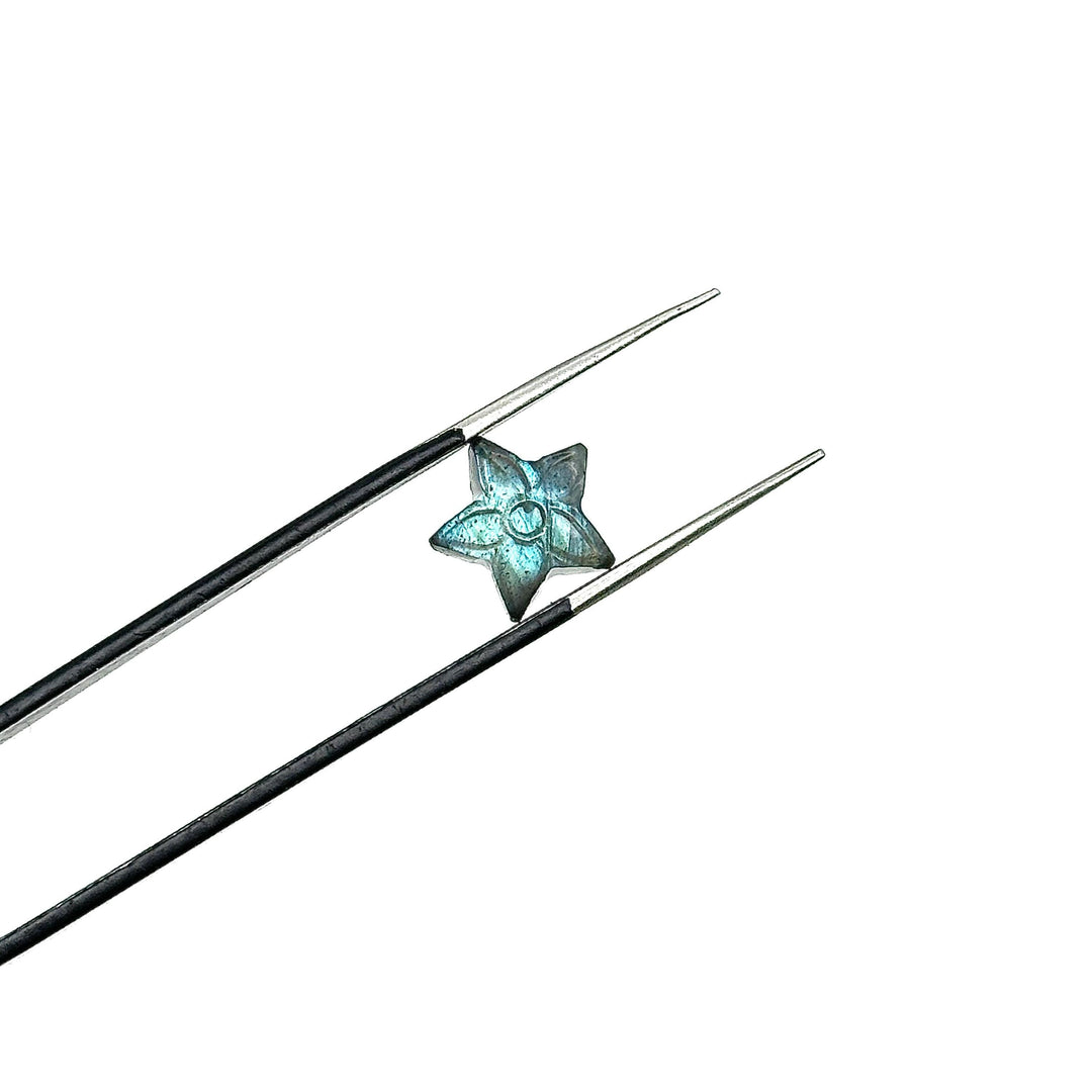 AAA Hand Carved Labradorite Stars Shape Briolette, Flashy Labradorite Flower Carved Star Beads, 10 MM Loose Star Charms for Jewelry Making
