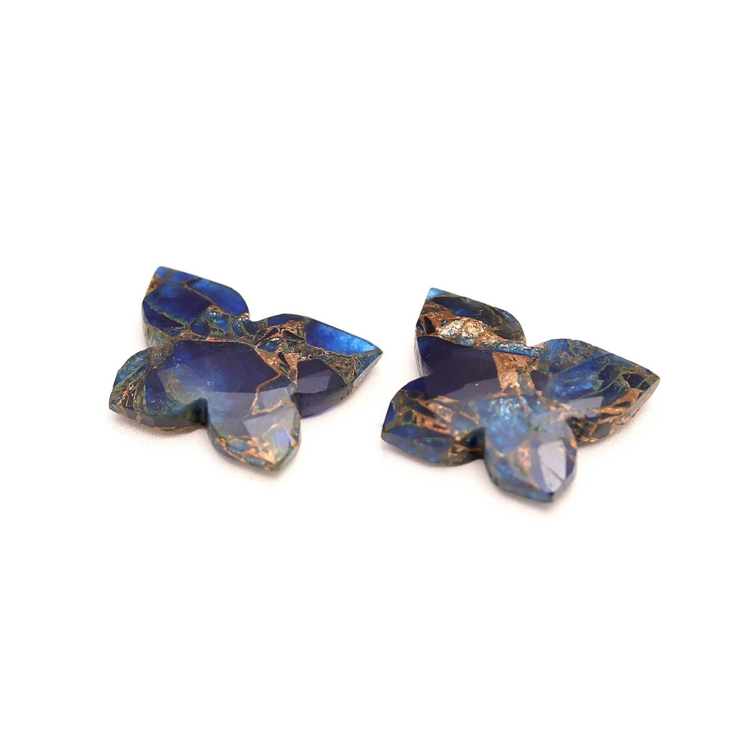 1 Pc Blue Copper Mohave Turquoise Faceted Butterfly Beads, Faceted Carved Gemstone Charms for Jewelry Making, 18X28 MM, Turquoise Carvings