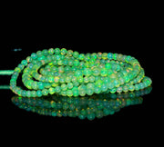 Green Ethiopian Opal Smooth Round Beads, AAA Welo Opal Round Beads, Multi Rainbow Fire Beads, Loose Opal Beads for Jewelry, 3 - 7 MM