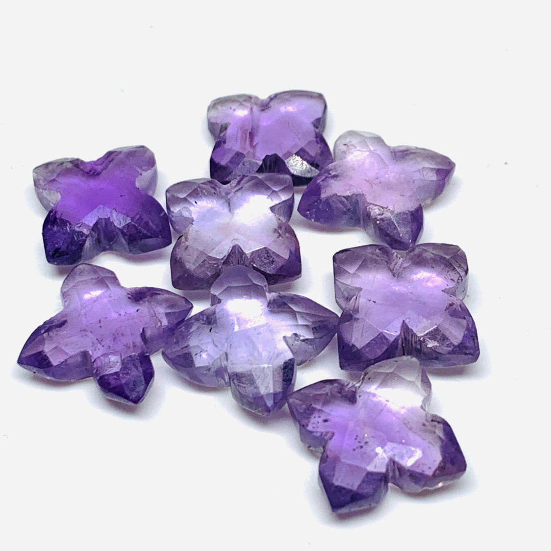 Hand Carved Amethyst Flower Gemstone: AAA Quality, 12mm