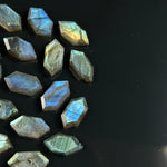 Load image into Gallery viewer, Blue Flashy Hexagon Beads, Natural Labradorite Fancy Shape Charms For Jewelry, 7X14 Geometrical Shape Gemstone Bead, Blue Fire Carving Beads