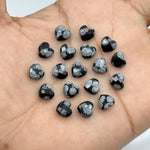 Load image into Gallery viewer, Snowflake Obsidian Heart Shape Briolette's, Faceted Heart Shape Beads, Jewelry and Craft Wholesale Beads 8 MM, Hand Carved Gemstones