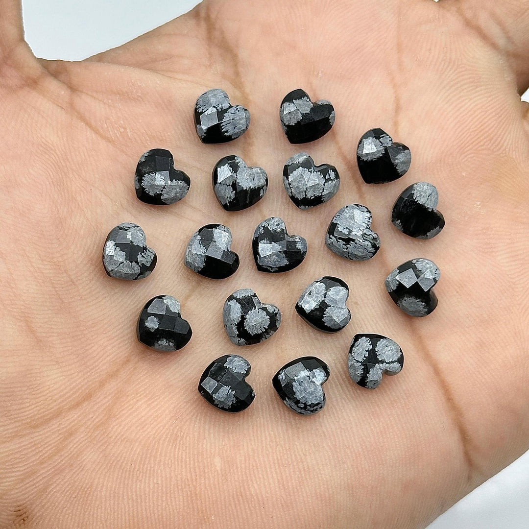 Snowflake Obsidian Heart Shape Briolette's, Faceted Heart Shape Beads, Jewelry and Craft Wholesale Beads 8 MM, Hand Carved Gemstones