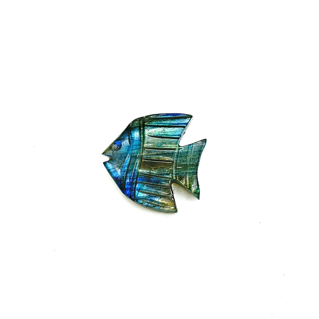 Natural Labradorite Handmade Fish Carving ~ Fish Shape Carving Gemstone Stone ~ Flashy Labradorite Fish ~ 1 Pieces ~ 18 MM ~ Flashy Fish