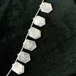 Load image into Gallery viewer, Incarved Crystal Quartz Hexagon Gemstone Beads: Handmade Jewelry Making (11x16 mm)