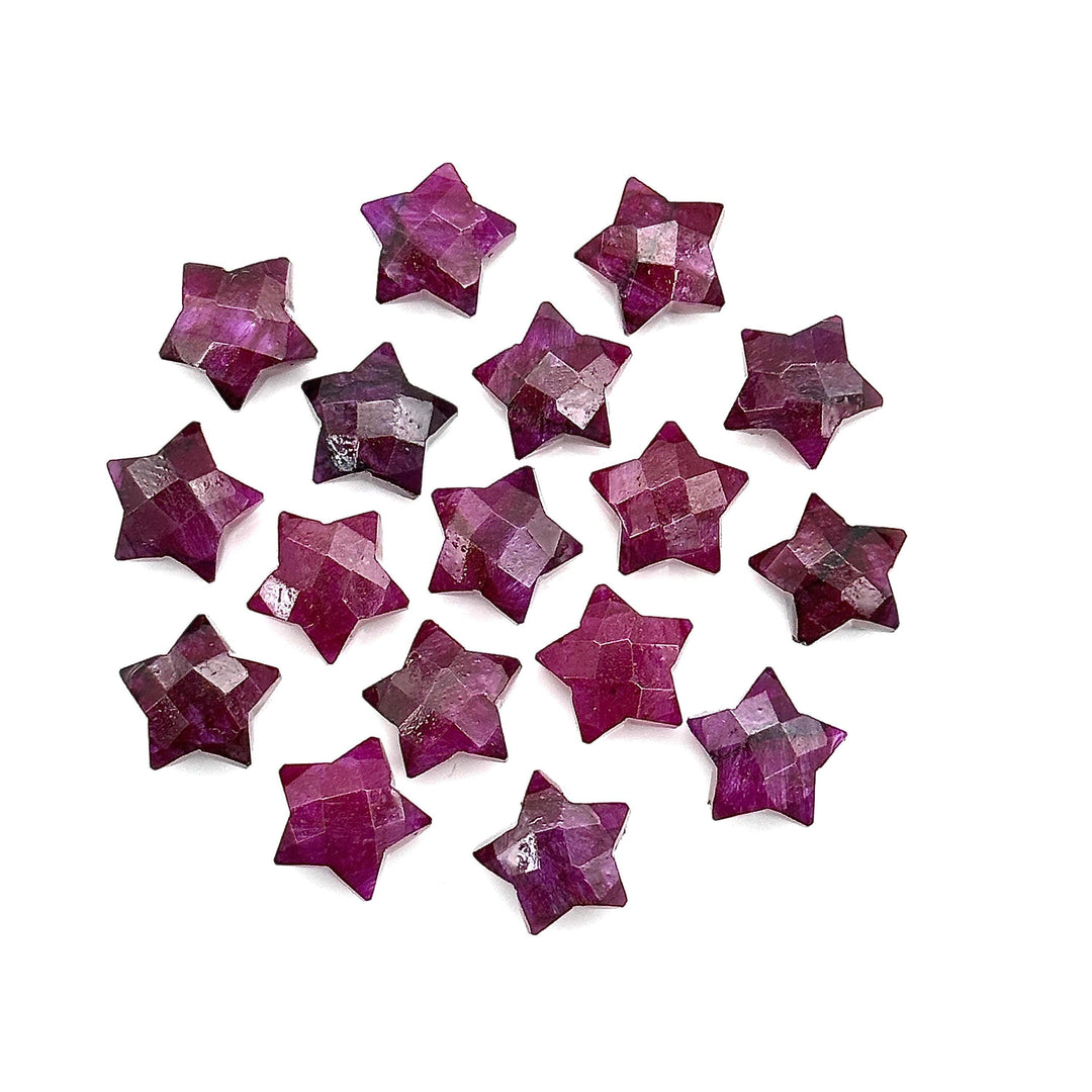 Red Ruby Hand Carved Star Shape Beads, AAA Red Ruby Faceted Star Briolettes, Loose Star Charm Beads, Colored Ruby Dyed Red Beads, 10 MM
