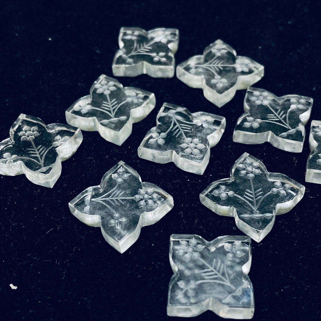 1,2,3,4 Pcs Natural crystal quartz Hand Carved Flower Shape, Carved Flower Shape Gemstone For Jewellery, Flower Shape Gemstone, 14mm