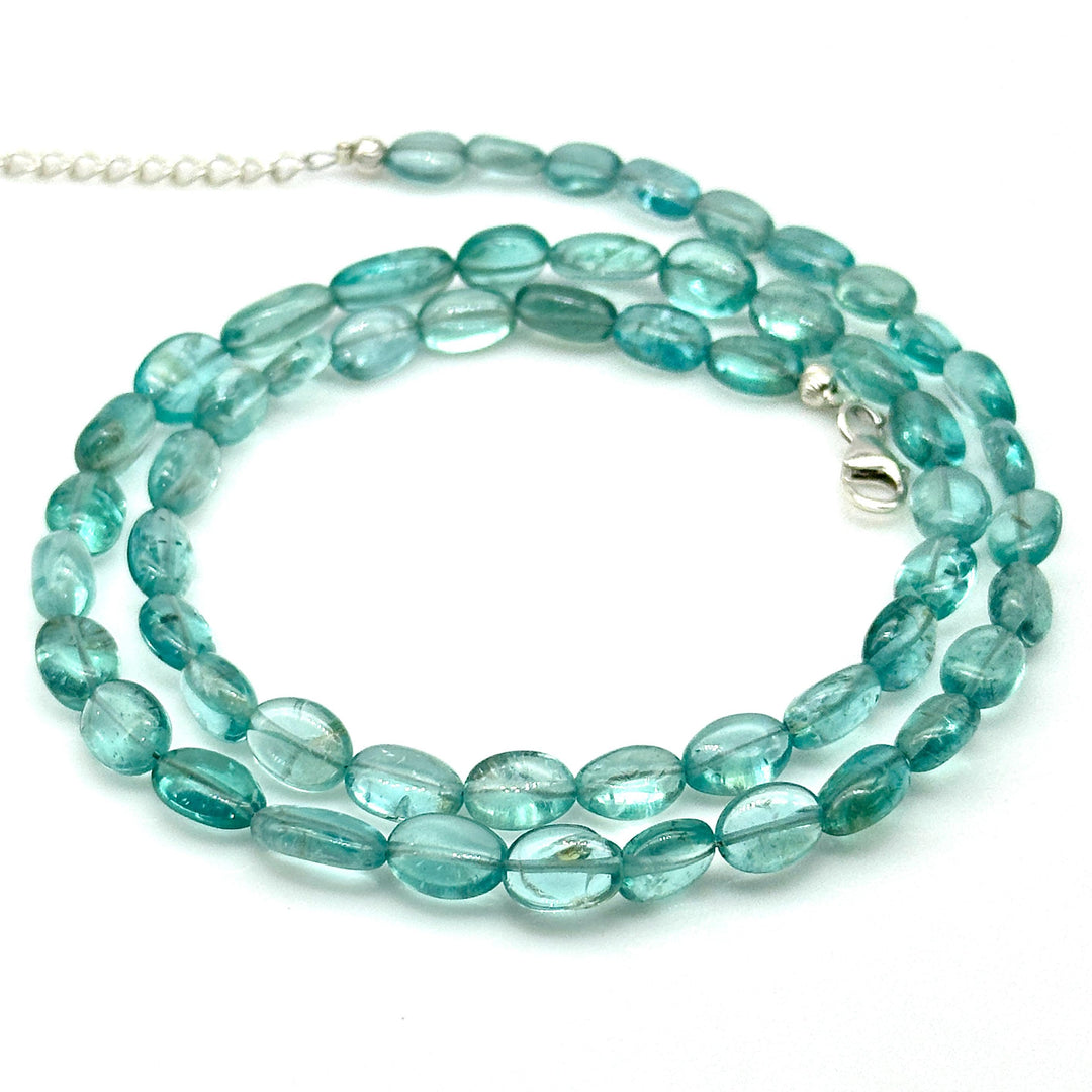 Dainty Sky Apatite Beaded Necklace, Natural Apatite Gemstone Necklace, Sterling Silver Jewelry, Sky Apatite Handmade Jewelry, Gift for her
