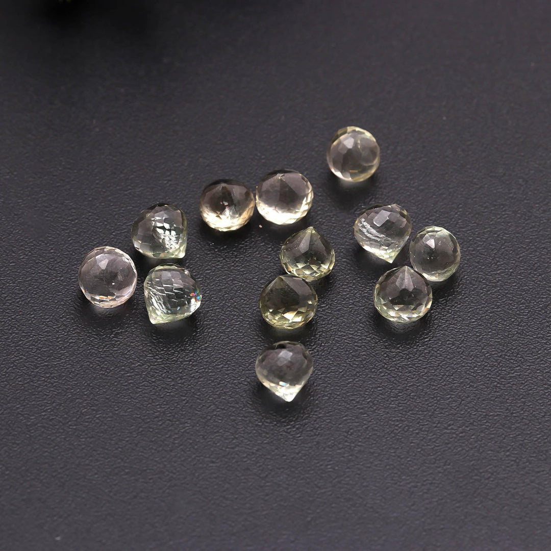 Genuine Green Amethyst Onion Shape Briolette's, Hand Carved Faceted Onion Shape Beads, Mini Onion Carving For Jewelry Making, 8 MM