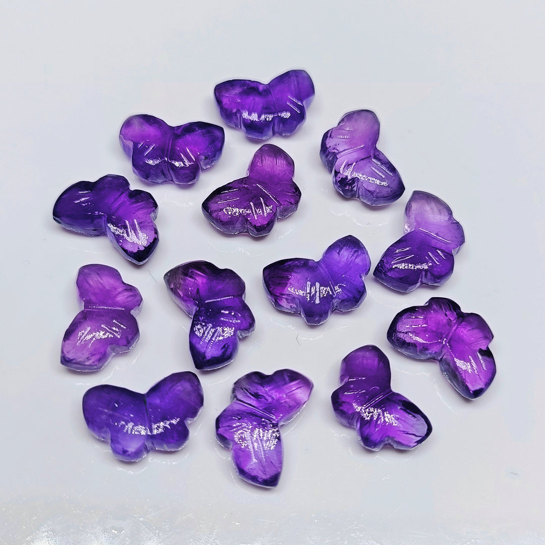 Hand Carved Amethyst Butterfly Gemstone: Jewelry Making (12X7 mm)