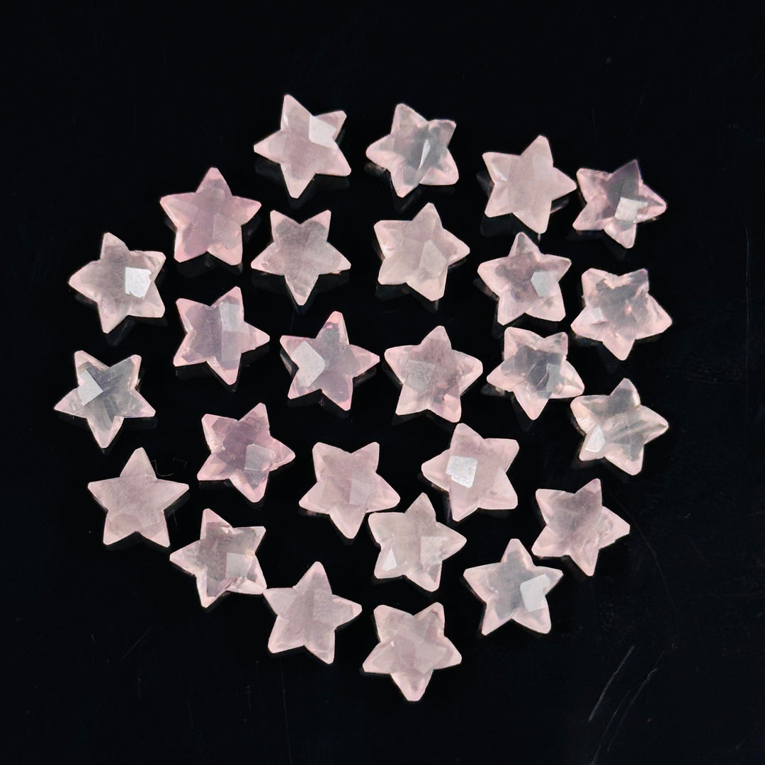 Miniature Stars, Natural Rose Quartz Faceted Carved Star Beads, Star Shape Gemstone for Jewelry, 8 mm Star Shape Briolette's, Star Charms