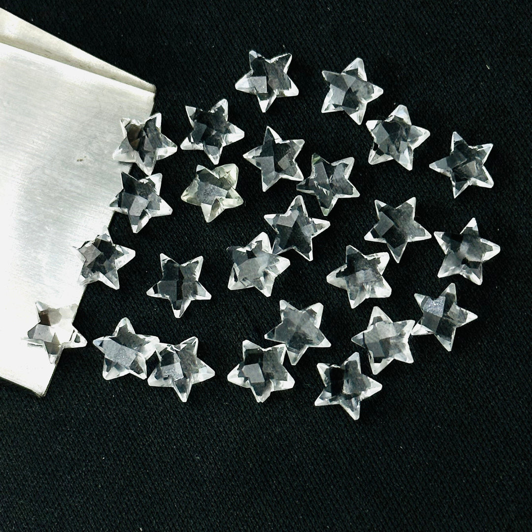 Cute Natural Crystal Quartz Stars Shape Briolettes, AAA Clear Crystal Faceted Star Shape Beads, Jewelry Making Loose Gemstones, 8 MM