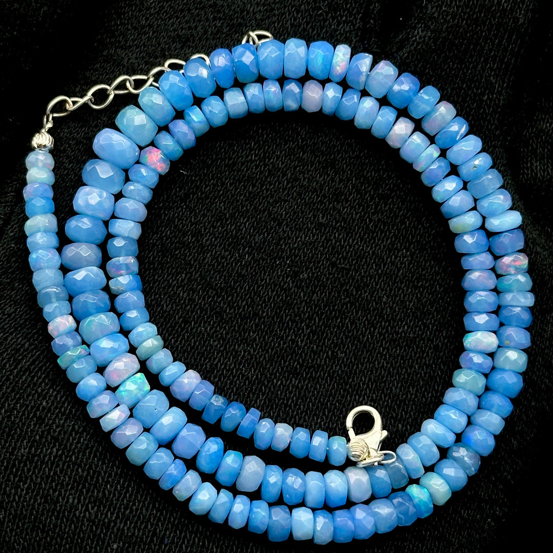 Beautiful Lavendar Opal Fire Beads Necklace, Flashy Faceted Rondelle Beads Necklace, 4-6 MM Healing Gemstone Necklace, Bridesmaid Gifts