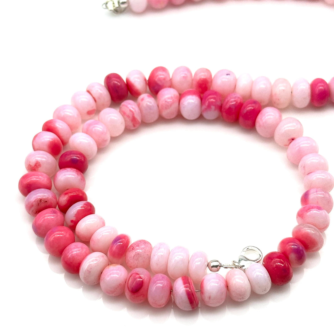 Lovely Candy Pink Opal Necklace, Handmade Beaded Necklace, 8 MM Opal Choker Beads Necklace, Shaded Opal Jewelry, Healing Stone, Gift For Her
